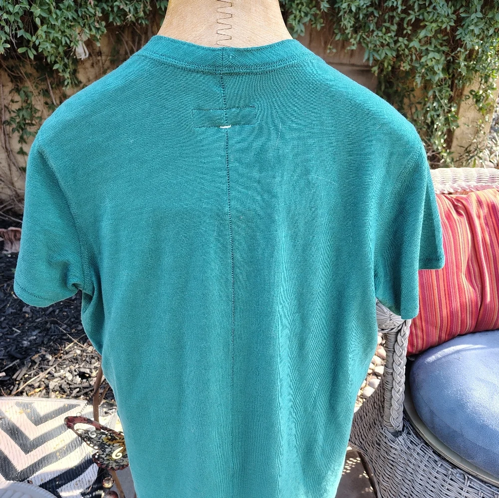 Rag And Bone Short Sleeve Green Henley - Picture 4 of 5